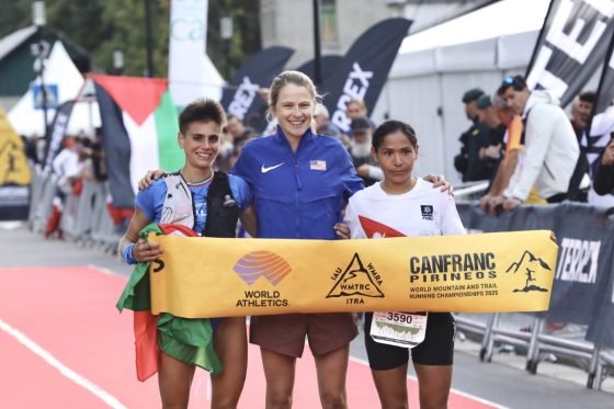 2025 Trail World Championships Long Trail womens podium - Katie Schide - Sunmaya Budha - Fabiola Conti