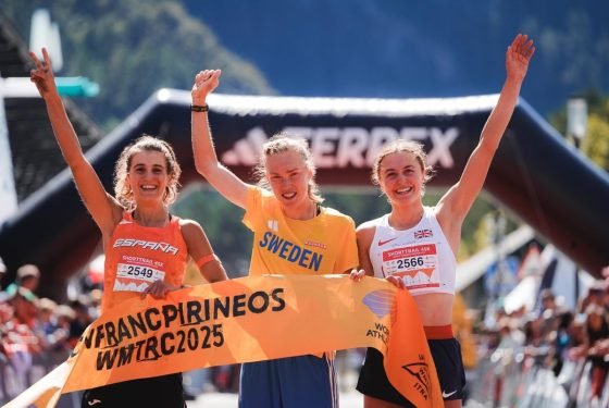 2025 Trail World Championships Short Trail womens podium - Tove Alexandersson - Sara Alonso - Naomi Lang