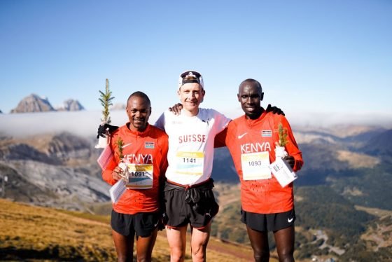 2025 World Mountain Running Championship Uphill mens podium - Remi Bonnet - Richard Omaya Atuya - Patrick Kipngeno