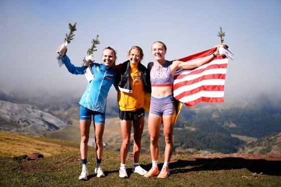 2025 World Mountain Running Championship Uphill womens podium - Nina Engelhard - Susanna Saapunki - Anna Gibson