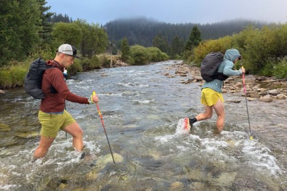 Gabe Joyes and Luke Nelson cross Crystal Creek