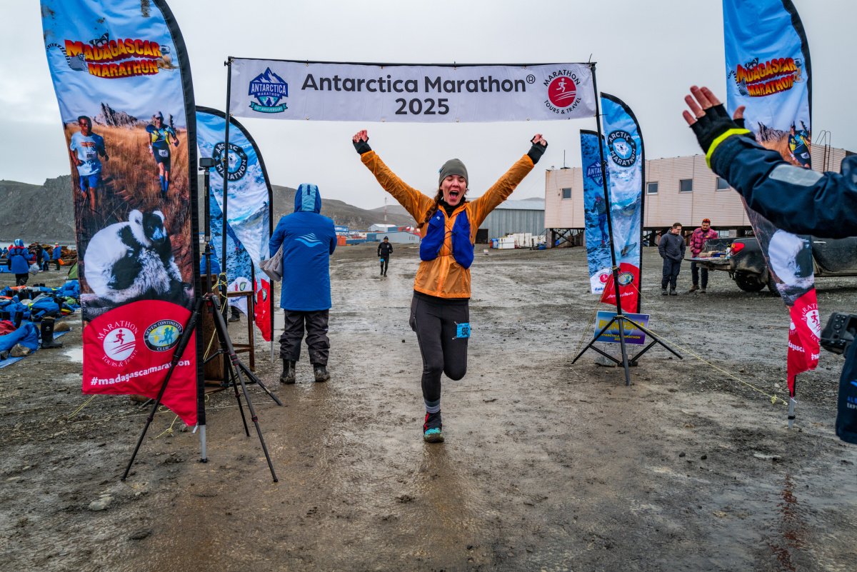 page williams finishing antarctica marathon