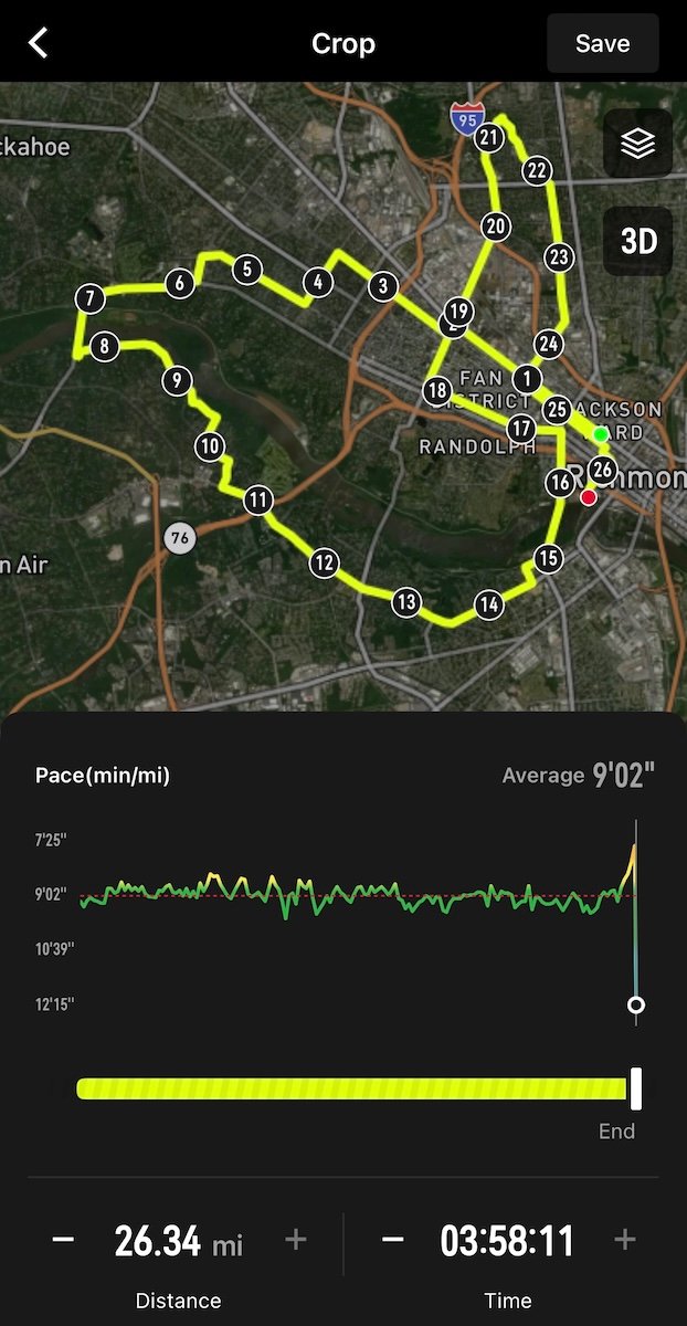 Coros Pace 4 Activity Cropping