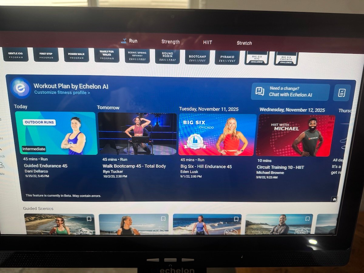 Echelon Stride 8s Screen