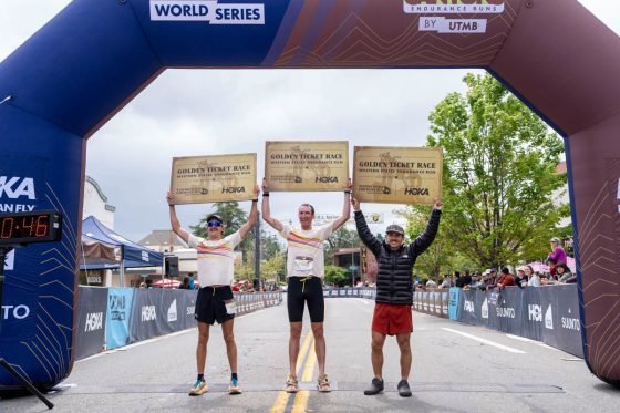 2026 Canyons by UTMB 100k - men's podium - Adam Peterman - Zach Miller - Hayden Hawks