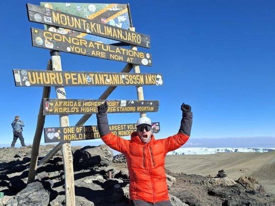 Alexis Trougnou - 2026 Kilimanjaro FKT - on summit