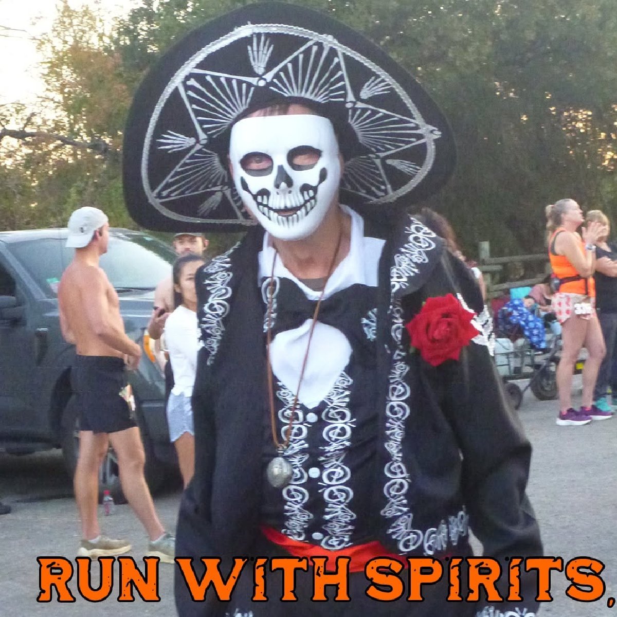 man in costume at the day of the dead marathon
