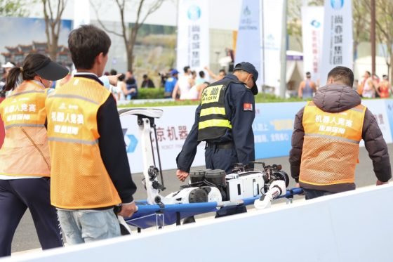 Fallen robot - 2026 Beijing E-Town Half Marathon