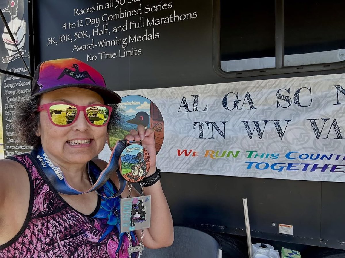 Woman standing in front of the Appalachian states included