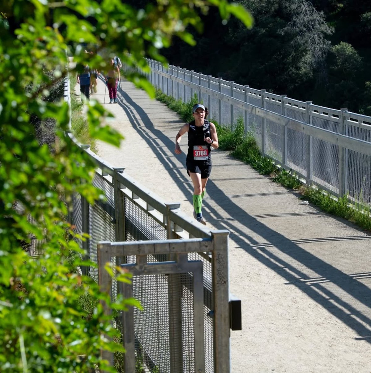 woman on no hands bridge in knickerbocker canyon