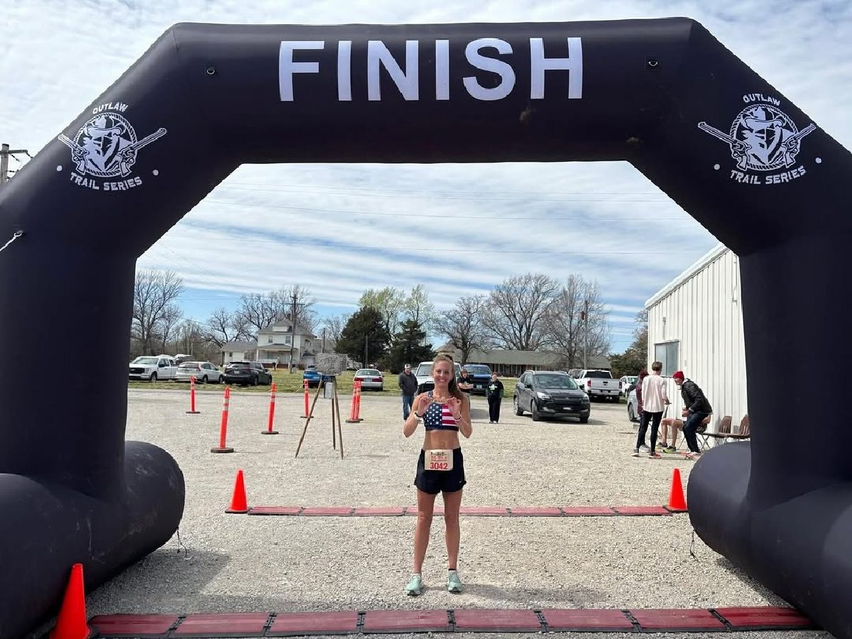 runner at prairie spirit trail finish line