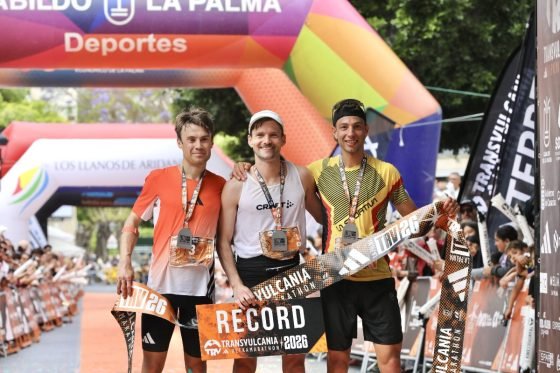 David Sinclair - Petter Engdahl - Nadir Maguet - 2026 Transvulcania Ultramarathon - mens podium